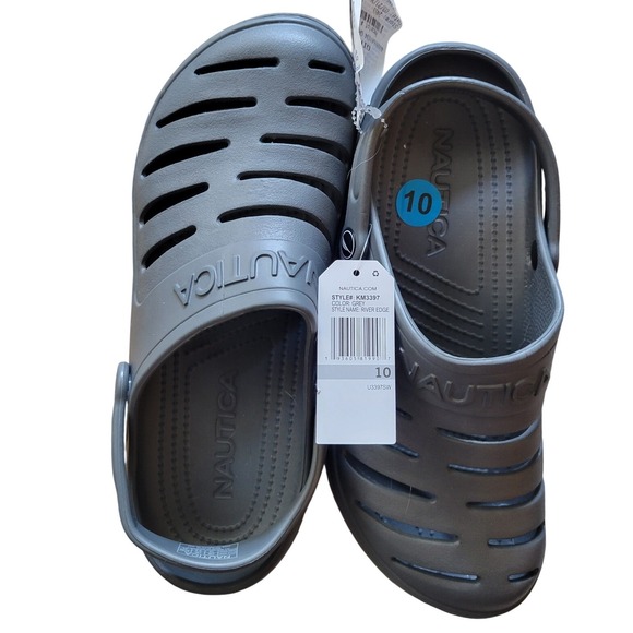 Nautica Other - Nautica Mens River Edge Clogs Grey Slip On Water Shoes KM3397 Size 10 NEW